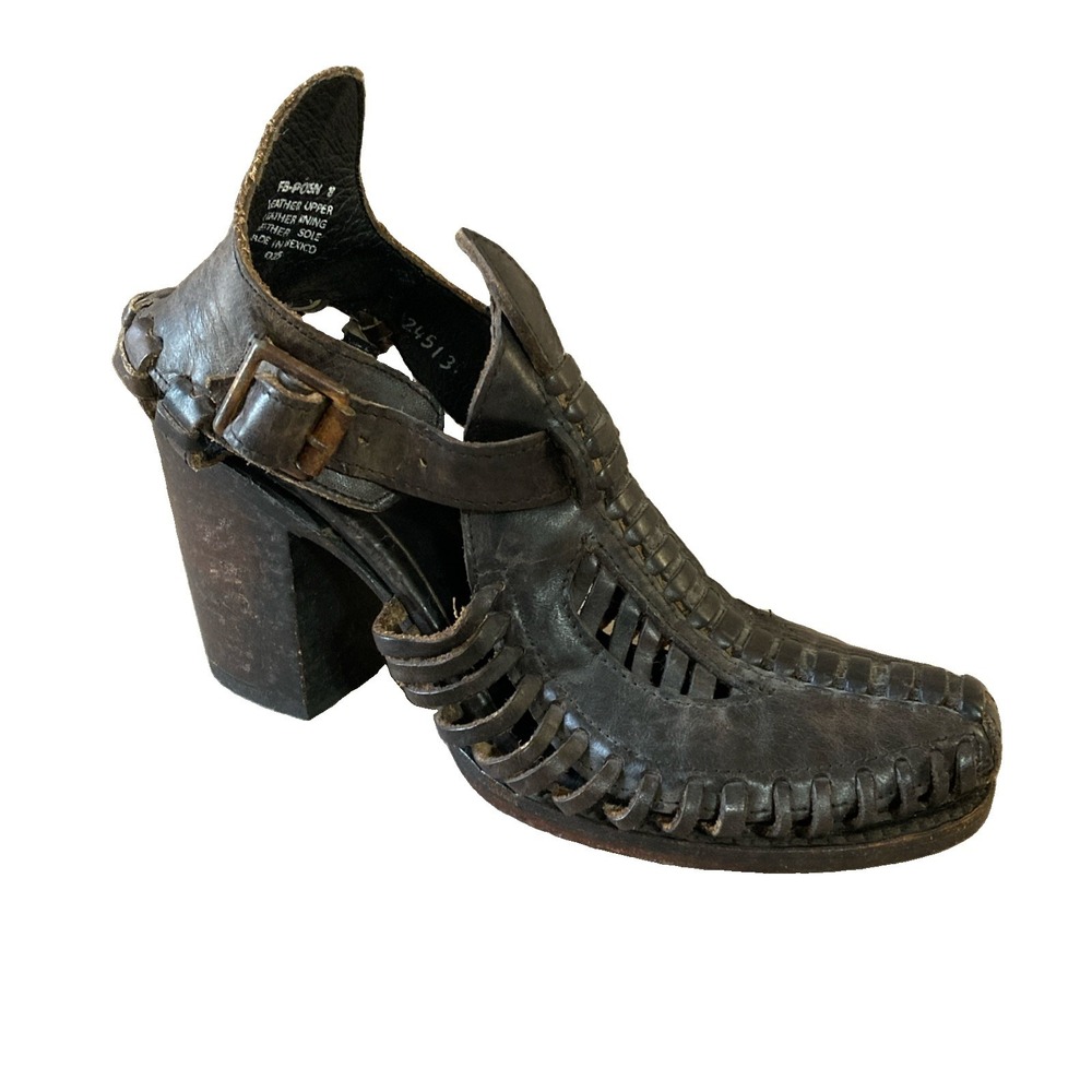 Freebird Poisn Leather Gladiator Heeled Sandals Sz 8 Ankle Boots Indy Sleaze